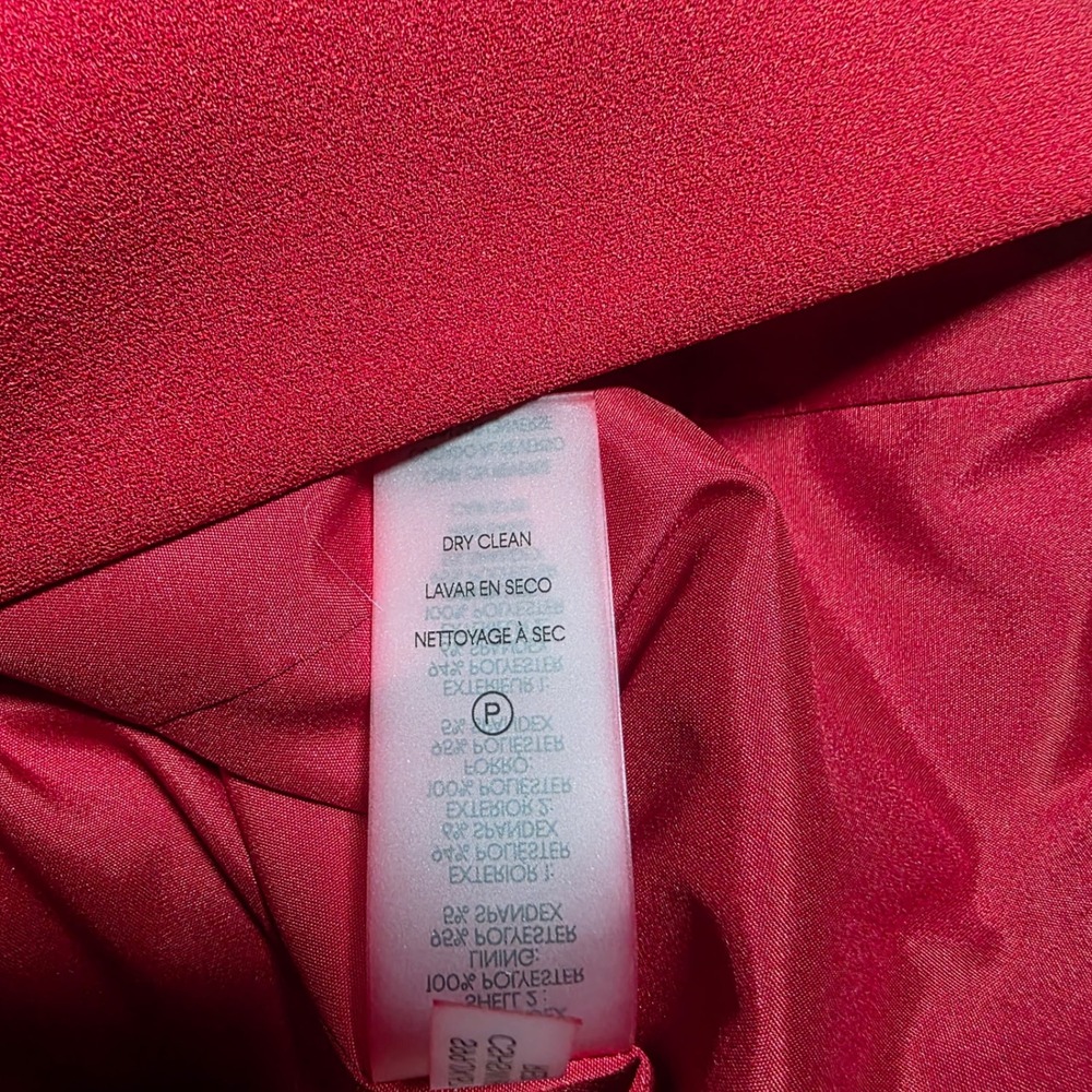 Calvin Klein Blazer Women 6 Red‎ Collarless Single Button Career Professional - Picture 5 of 9